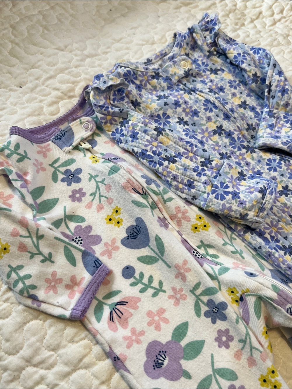 Carter's Baby Girl Floral Footed Sleepers Pajama Set Size 3M 0-3 lavender purple